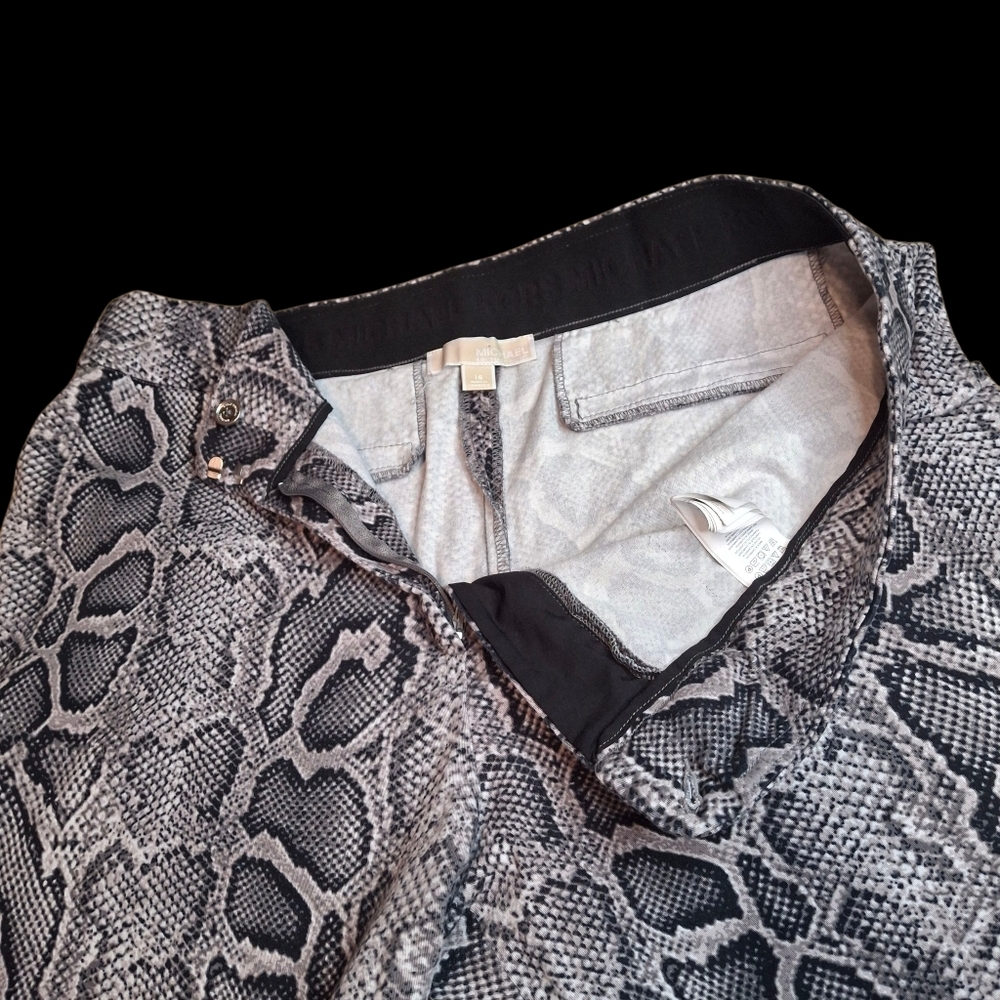 Michael Kors Snakeskin Print Cotton Stretchy Ankle Pants Women Size 16 - Picture 5 of 14